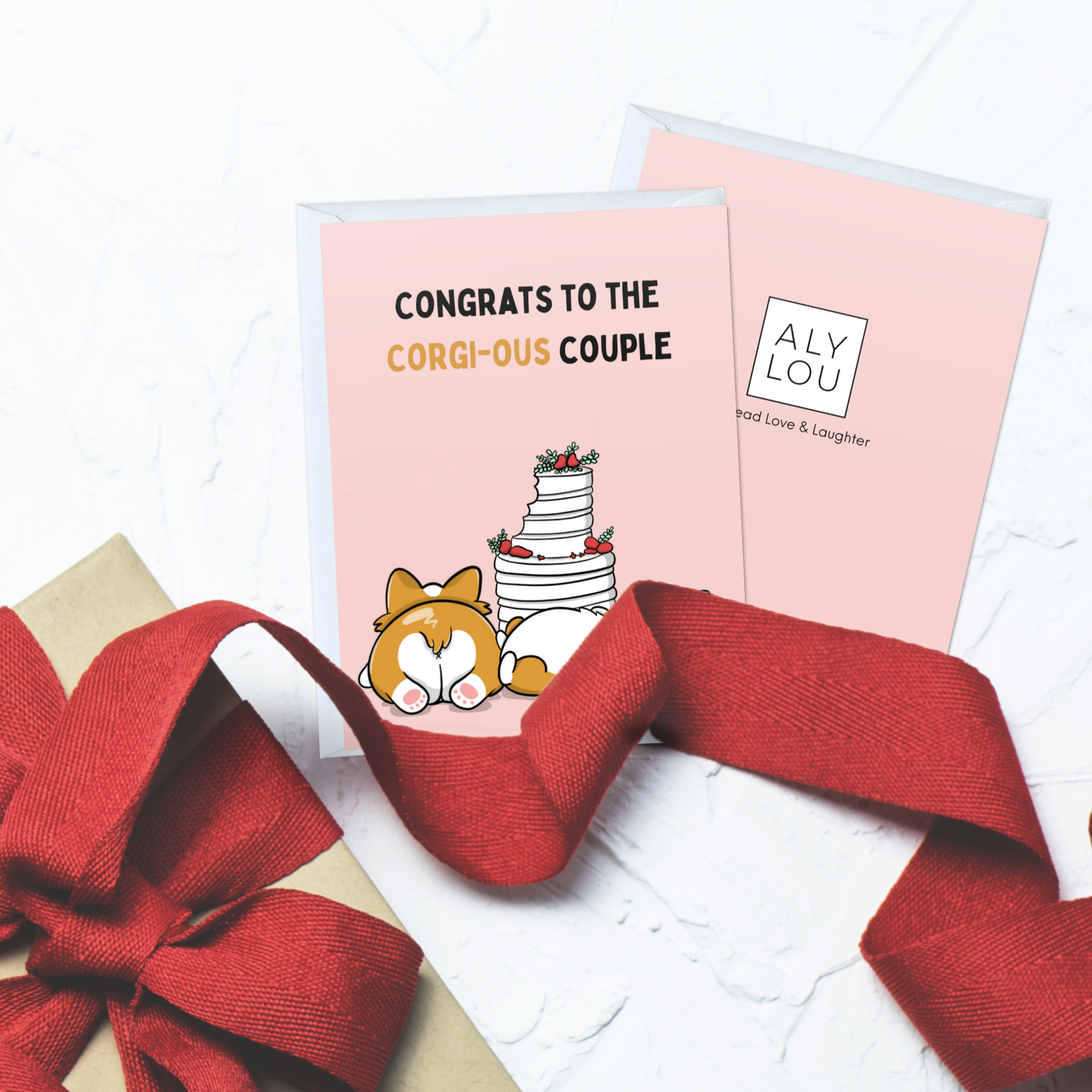 Corgi Pun Wedding Couple Engagement Card (Corgi-ous Couple)