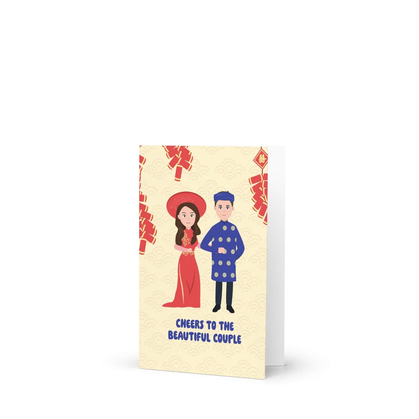 Vietnamese Couple Asian Wedding Cards | Ao Dai Greeting Bride Groom