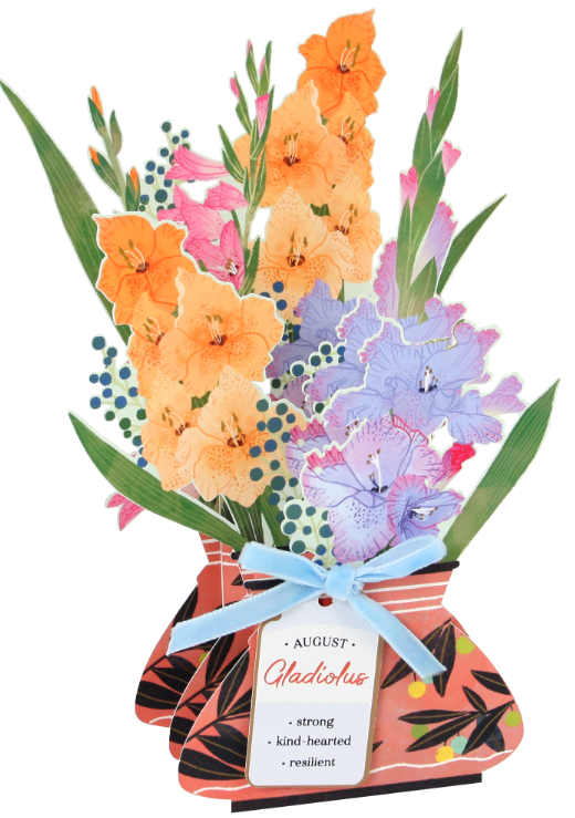 Gladiolus Floral Pop-Up Card with Bow Embellishment