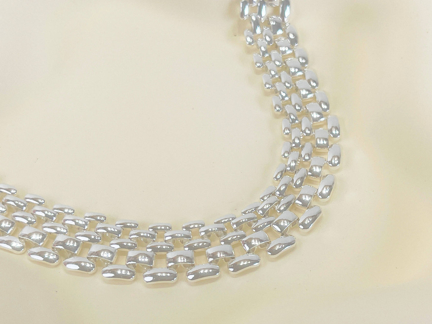 Silver mesh chain necklace, silver chain, silver necklace