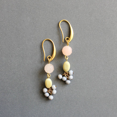ISLE12 Peach, yellow, and gray cluster earrings - Front & Company: Gift Store