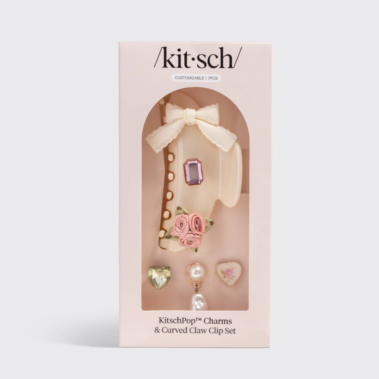 KitschPopCurved Claw Clip 7pc Set Vintage- Pearlized Cream