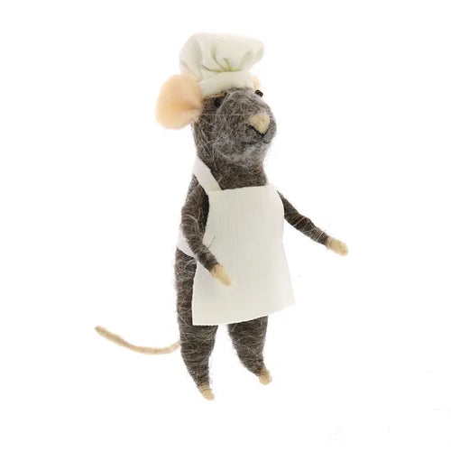 Felt Mouse Ornament - Grey Chef Mouse - Front & Company: Gift Store