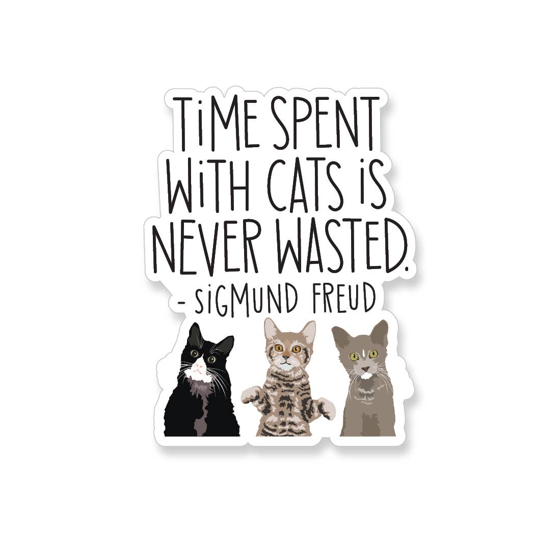 Sigmund Freud Time Spent with Cats Vinyl Sticker