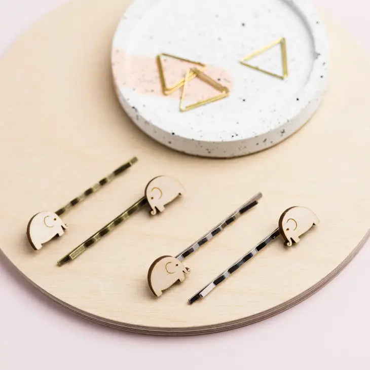 Wooden Elephant Hair Slides