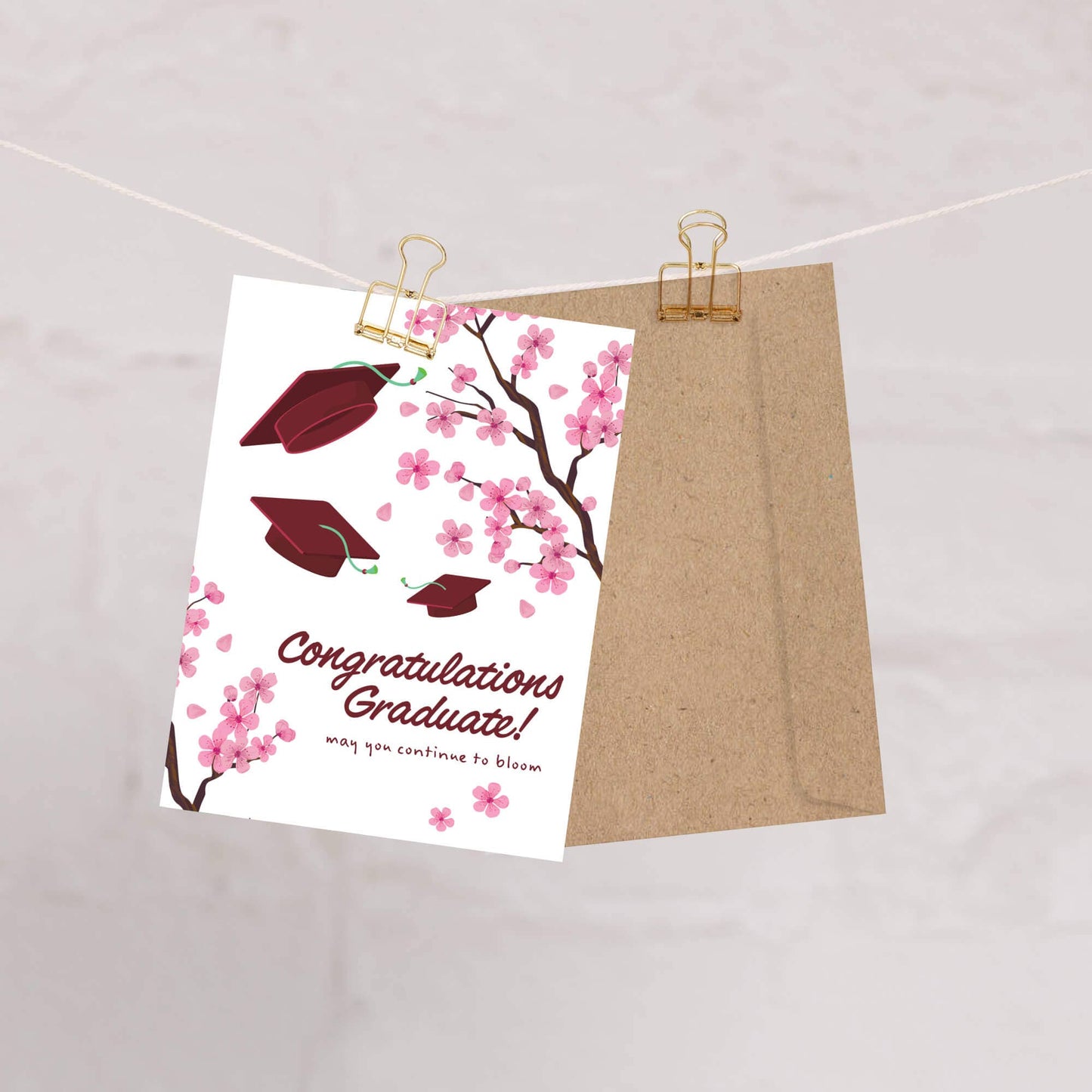 Cherry Blossom Graduation Card | Pink Japanese Flower Congrats