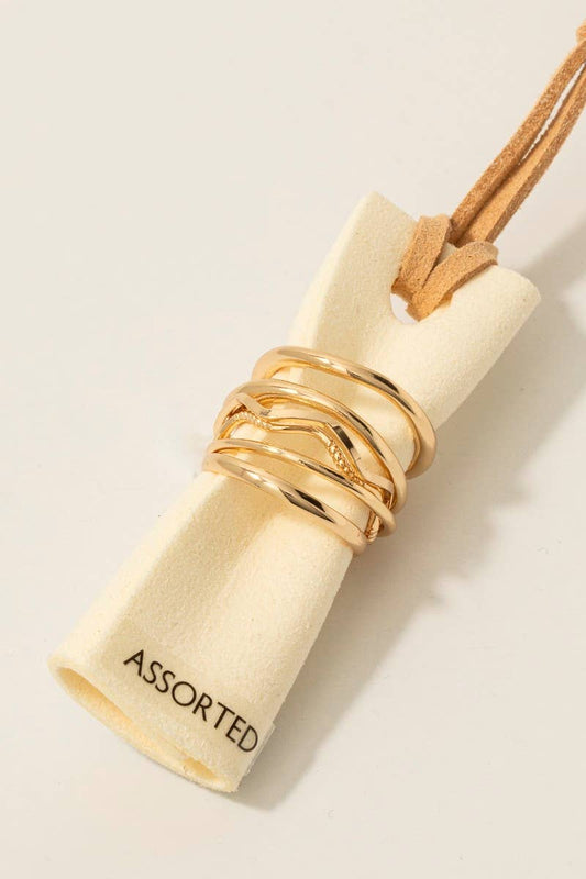 Assorted Wavy 5Pc Band Rings Set