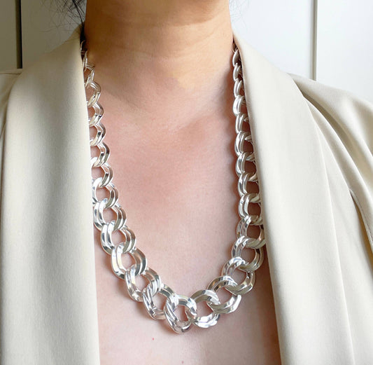 Harper silver chunky chain necklace, large chain necklace
