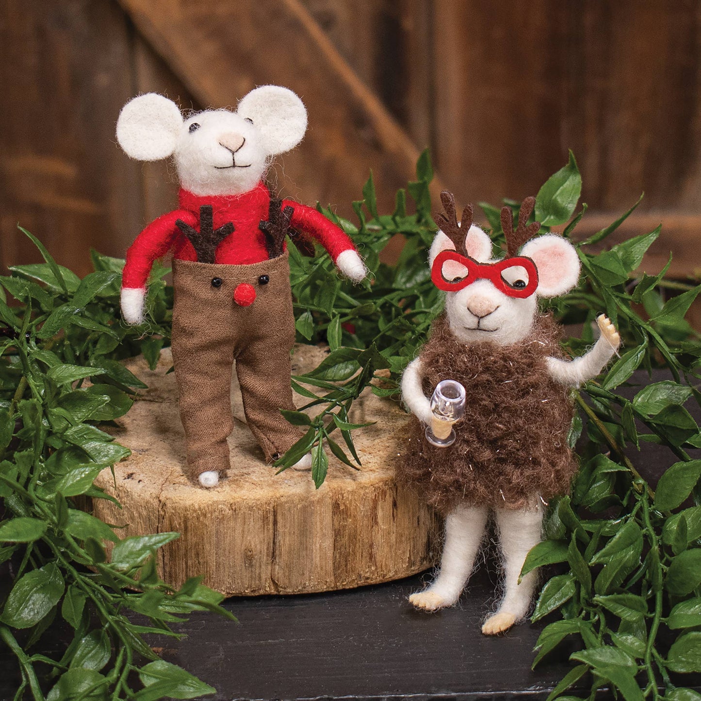Reindeer Pants Mouse Felted Ornament