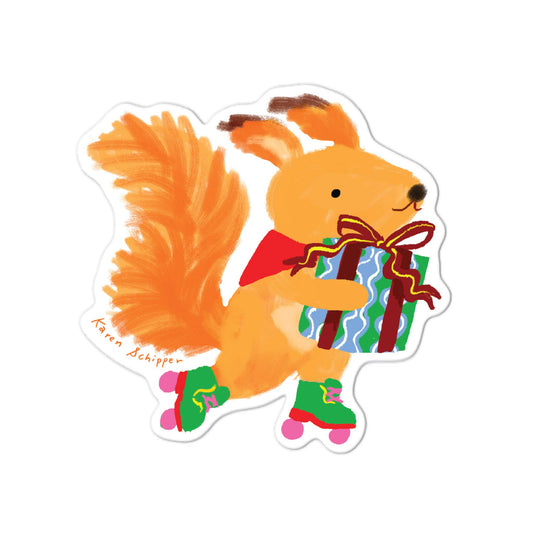 Squirrel Gift Sticker - Birthday Squirrel Vinyl Sticker