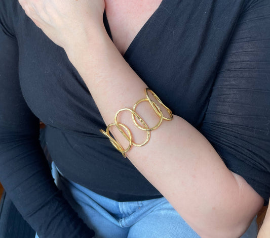 Handmade gold plated hammered cuff