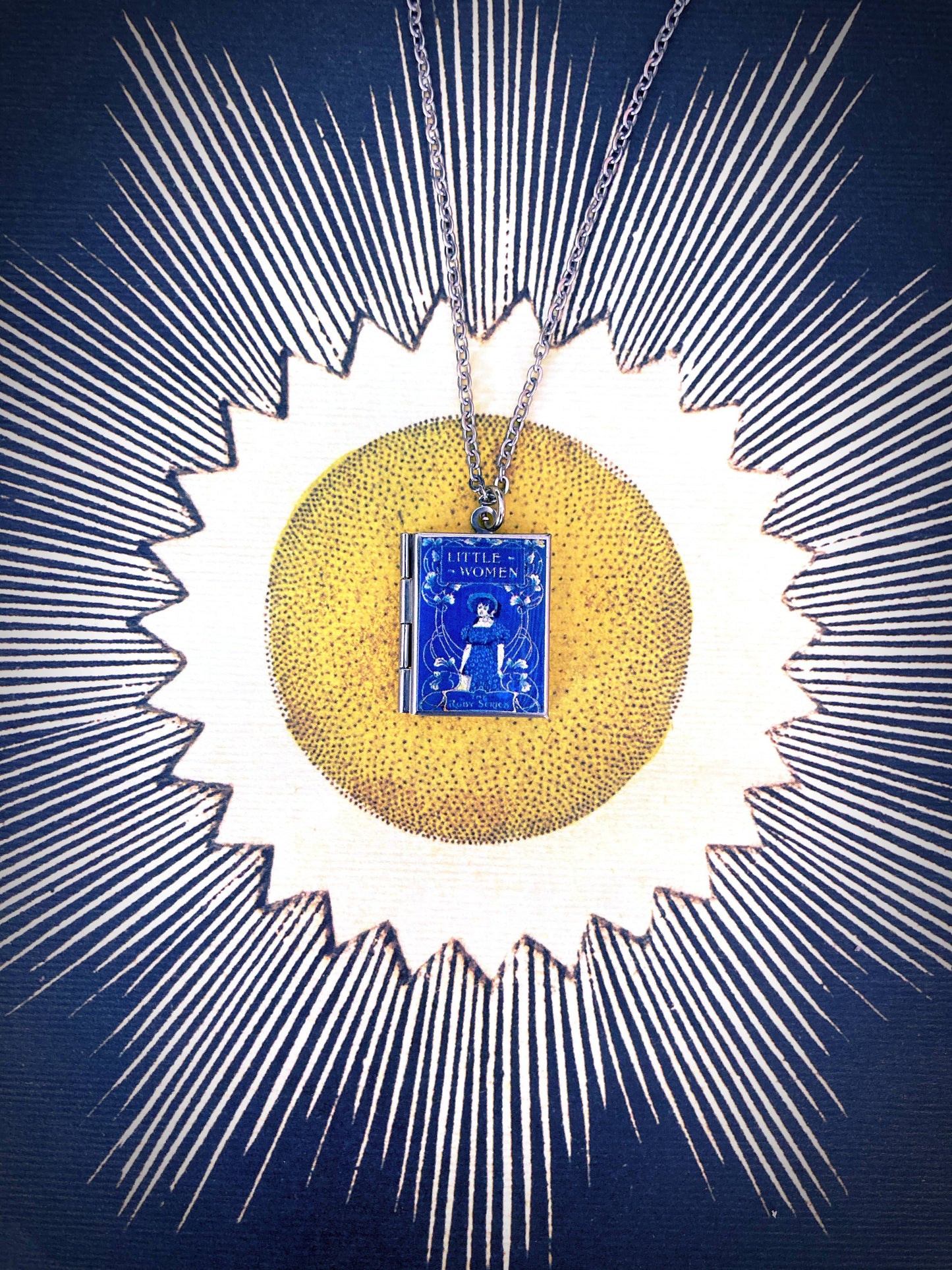 Book Locket Little Women - Blue Vintage Dress