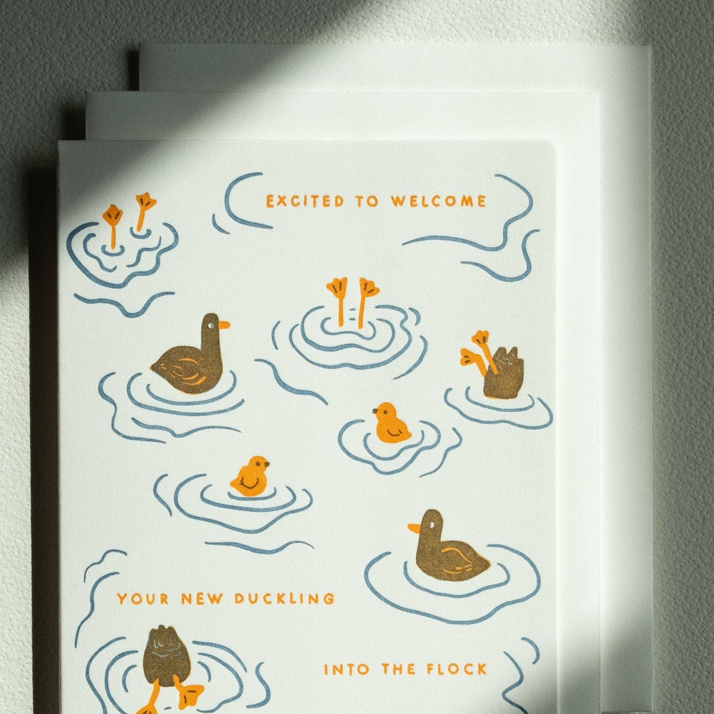 Duckling Flock | New Baby | Letterpress Card