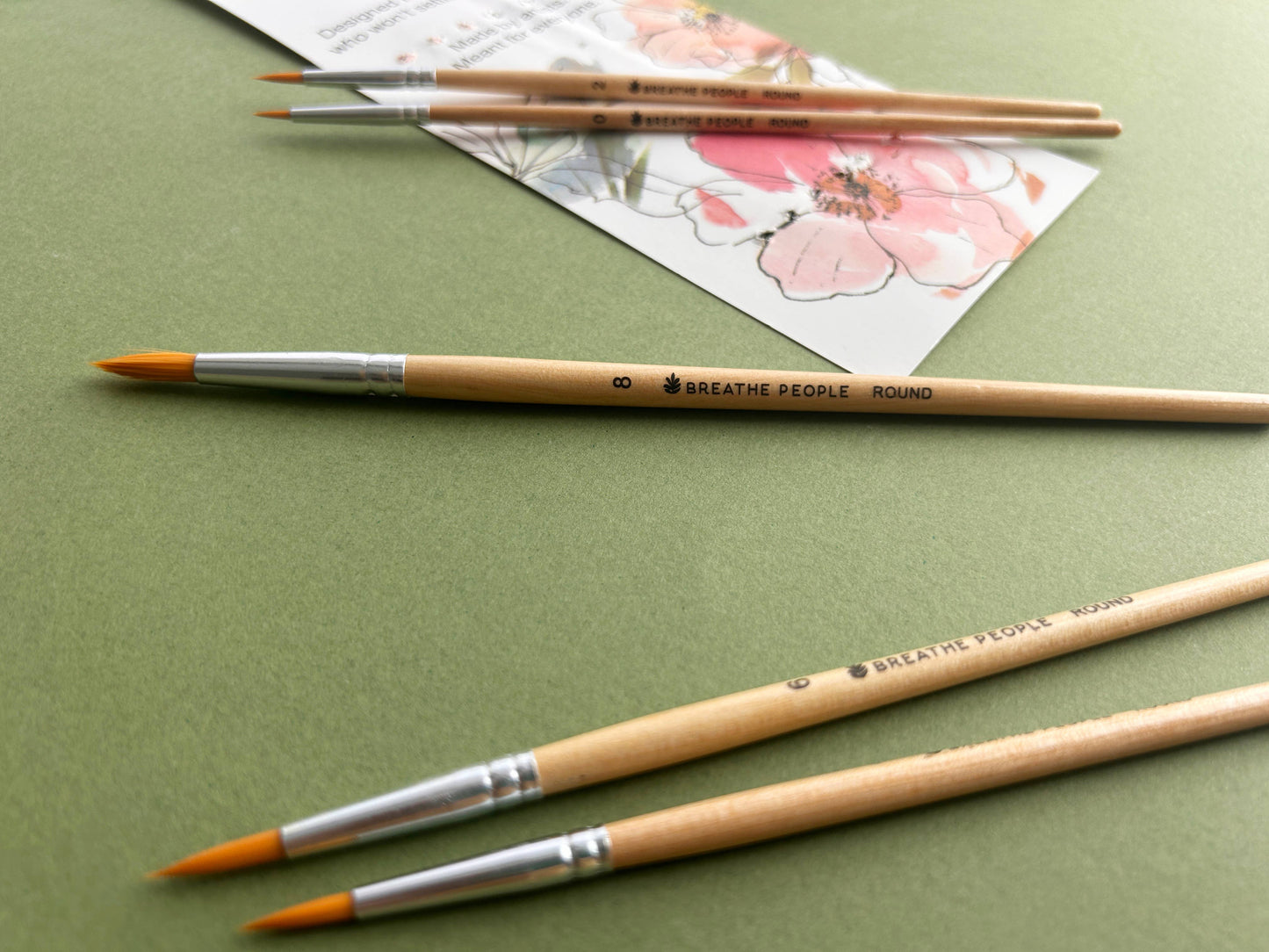 5-Piece Round Watercolor Brush Set, Full Range, Sizes 0-8