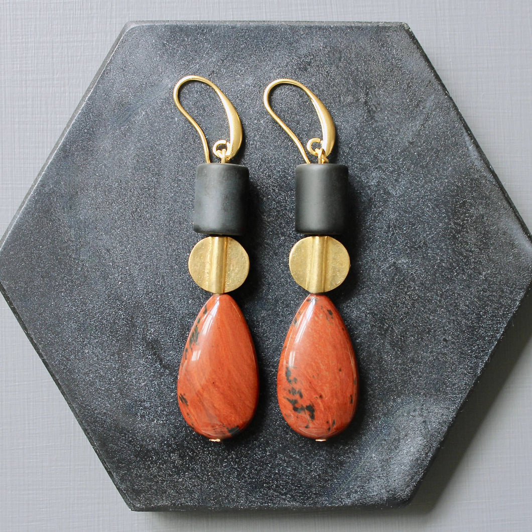 JLTE59 mahogany jasper earrings