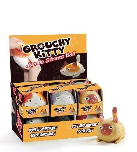 Grouchy Kitty Jumbo Stress Ball - Front & Company: Gift Store