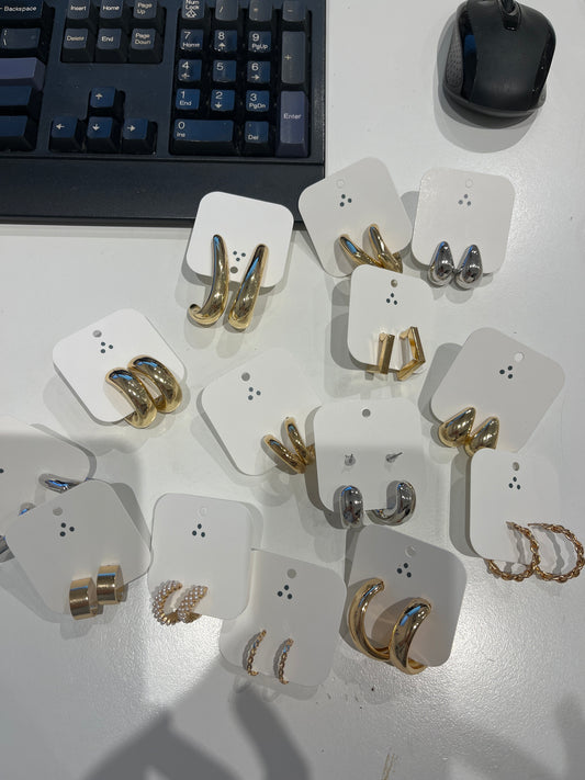 Assorted gold & silver hoops