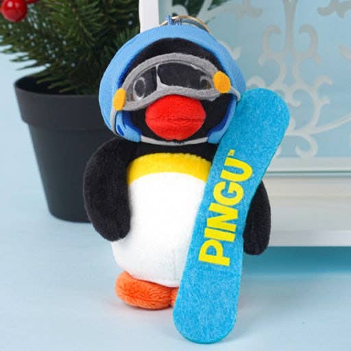 Pingu Winter Snowboard Plush Keychain - Limited Edition