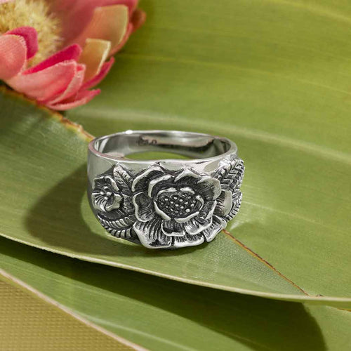 Sterling Silver Peony Ring - Front & Company: Gift Store