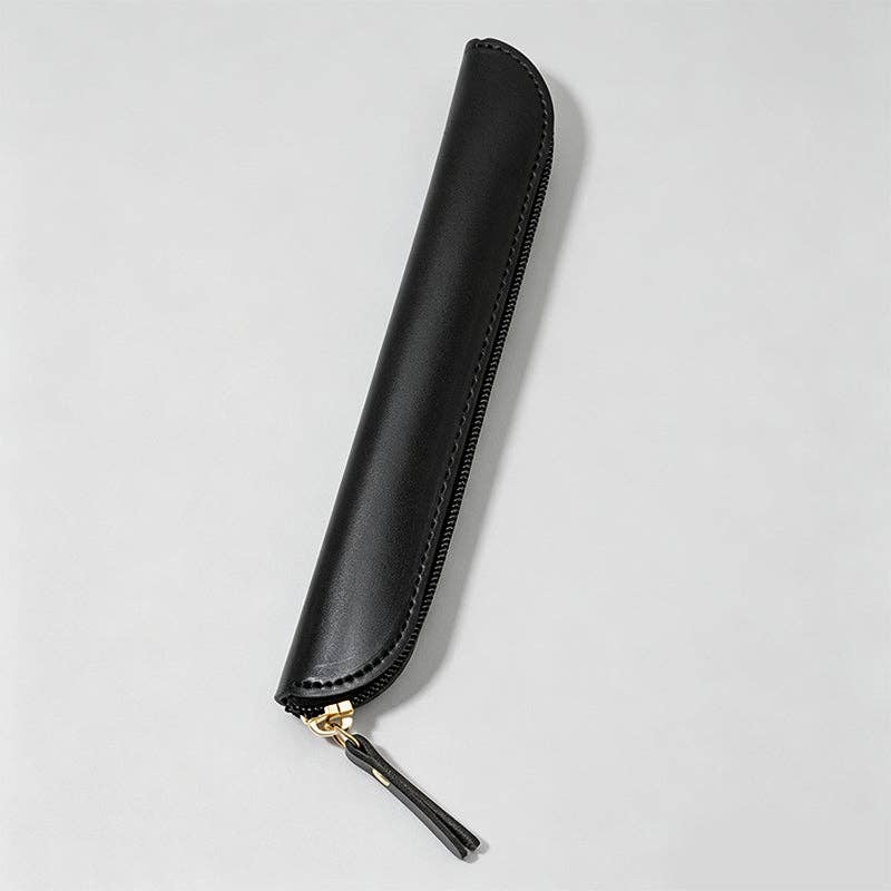 Minimalist Solid Color Faux Leather Pencil Case