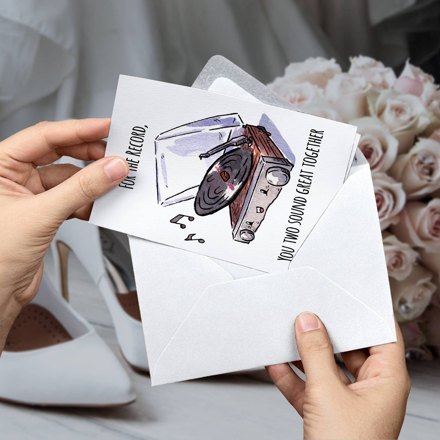 "For the Record, You Two Sound Great" Old Timer Wedding Card