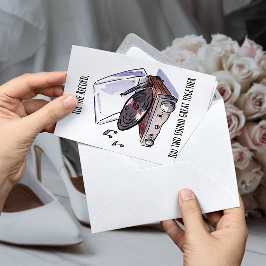 "For the Record, You Two Sound Great" Old Timer Wedding Card