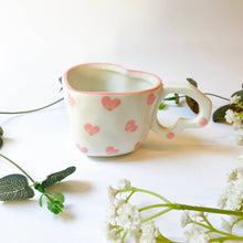 Load image into Gallery viewer, Heart shaped handmade ceramic mug, Cute Valentine Day gift
