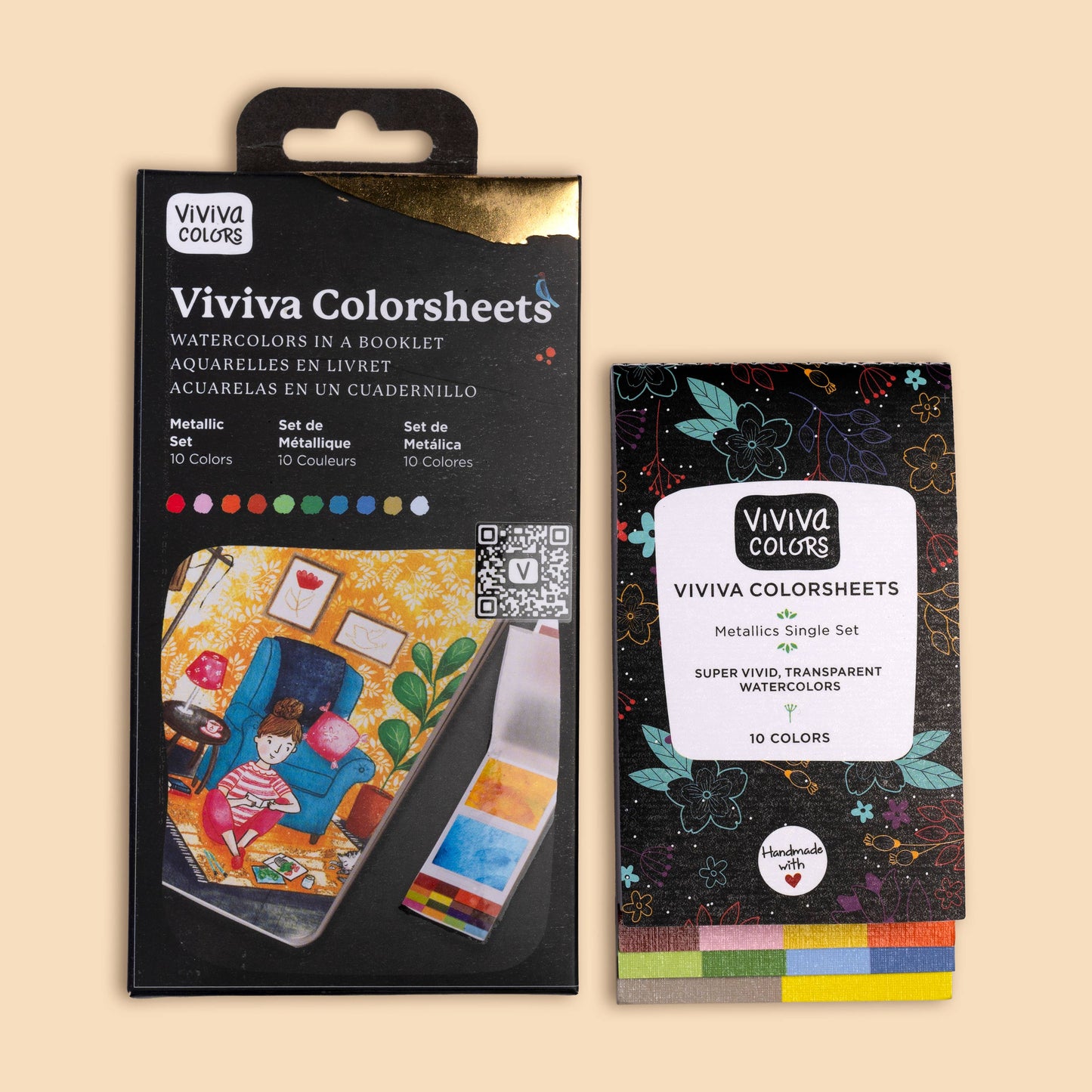 Metallic Colorsheets | 10 Watercolors | Portable Paint