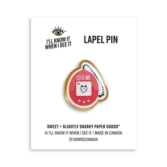 Feed me tamagotchi lapel pin