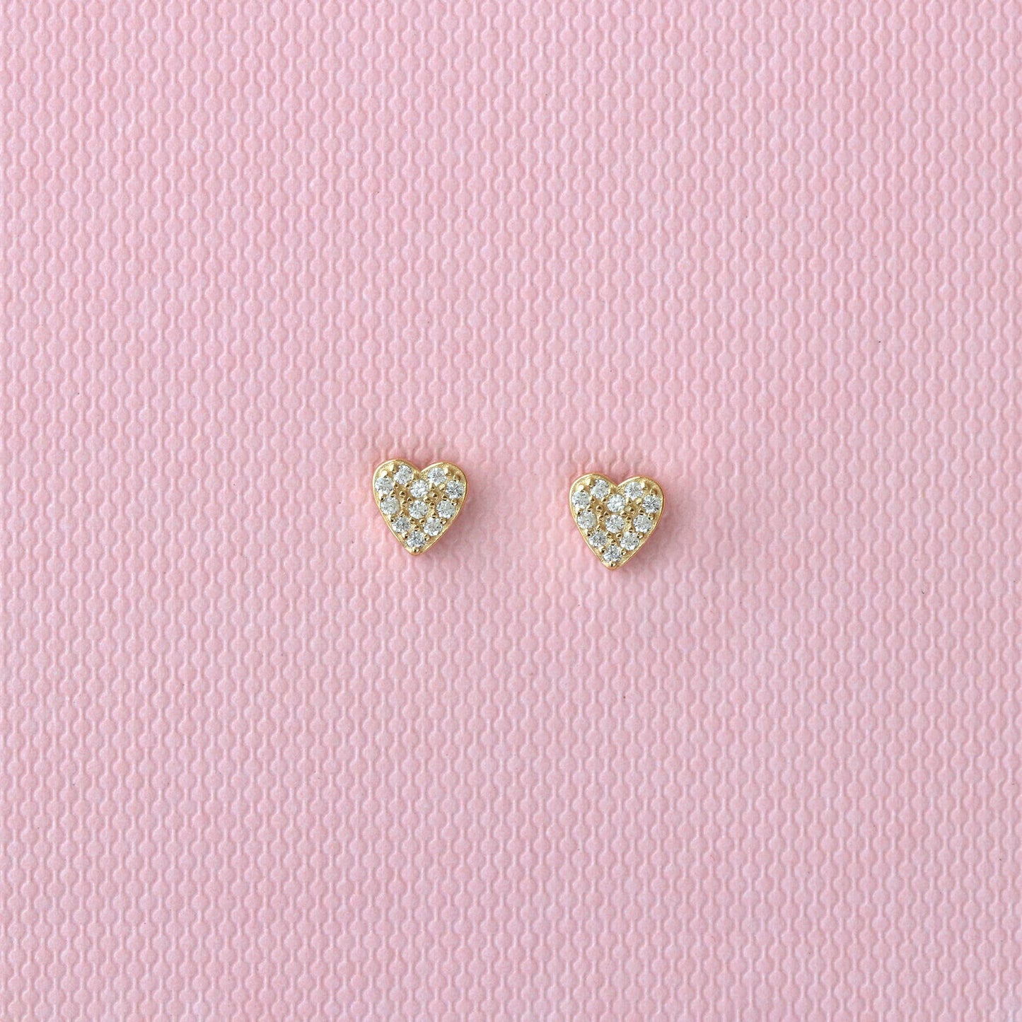 Heart Crystal Stud Earrings 18K Gold Vermeil