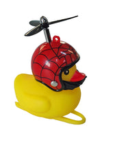 Load image into Gallery viewer, Bicycle rubber duck with Spider helmet
