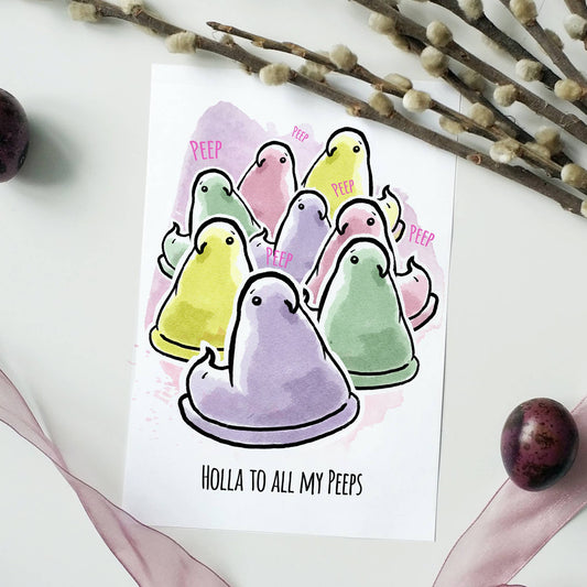"Holla to my Peeps" Funny Peep Candy Card Happy Easter Card