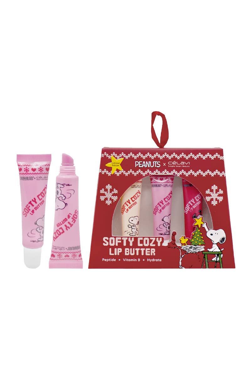 Celavi P46271H Peanuts Holiday Soft Cozy Lip Butter Set