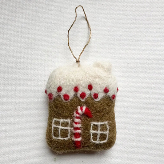 One Felt Gingerbread House Strung Ornament