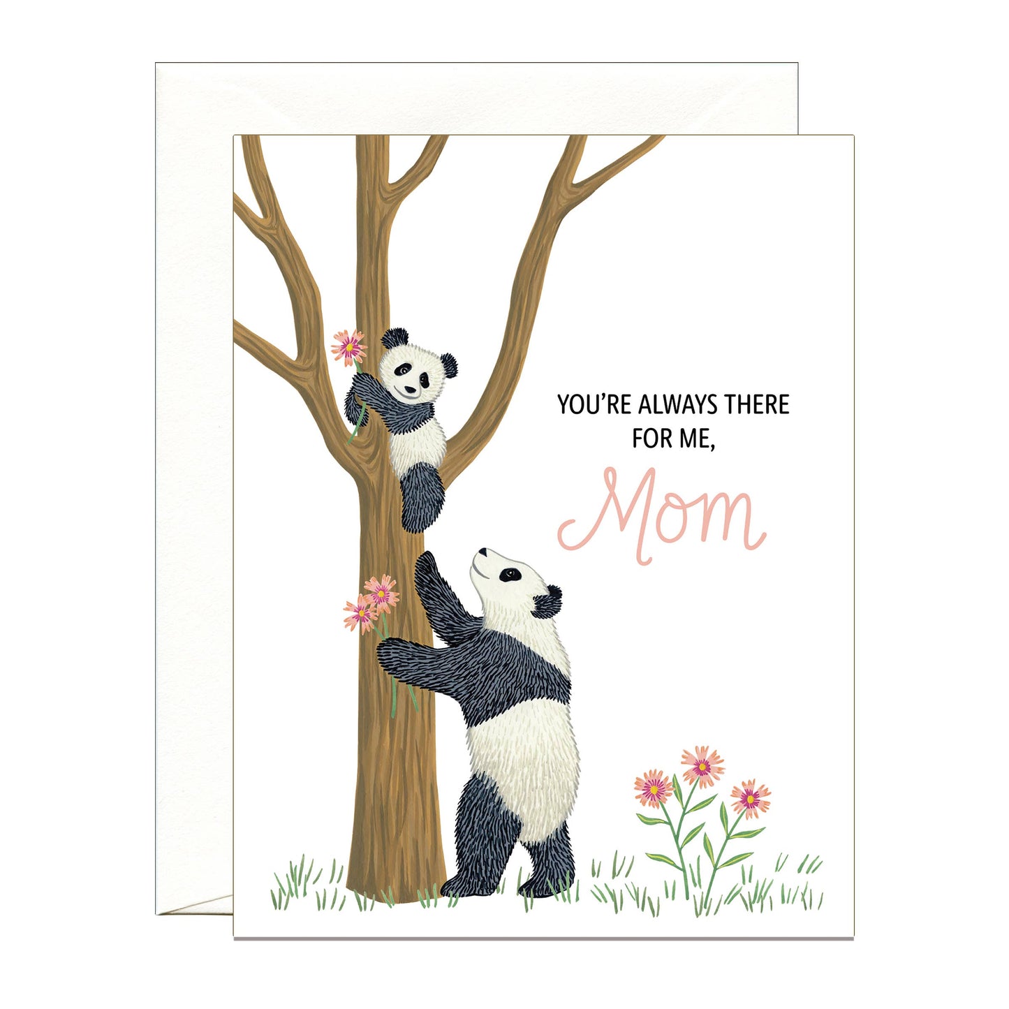 Panda Mom & Baby Climbing Tree Mothers Day Card