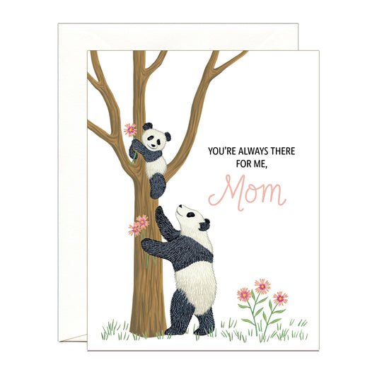 Panda Mom & Baby Climbing Tree Mothers Day Card