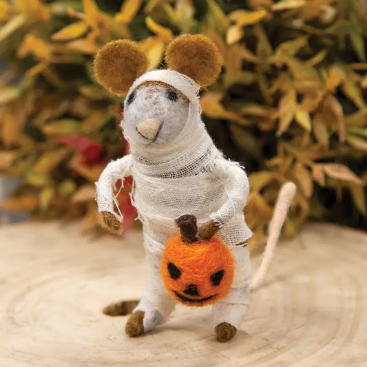 Felt Mouse Ornament - Felted Mummy Mouse Ornament