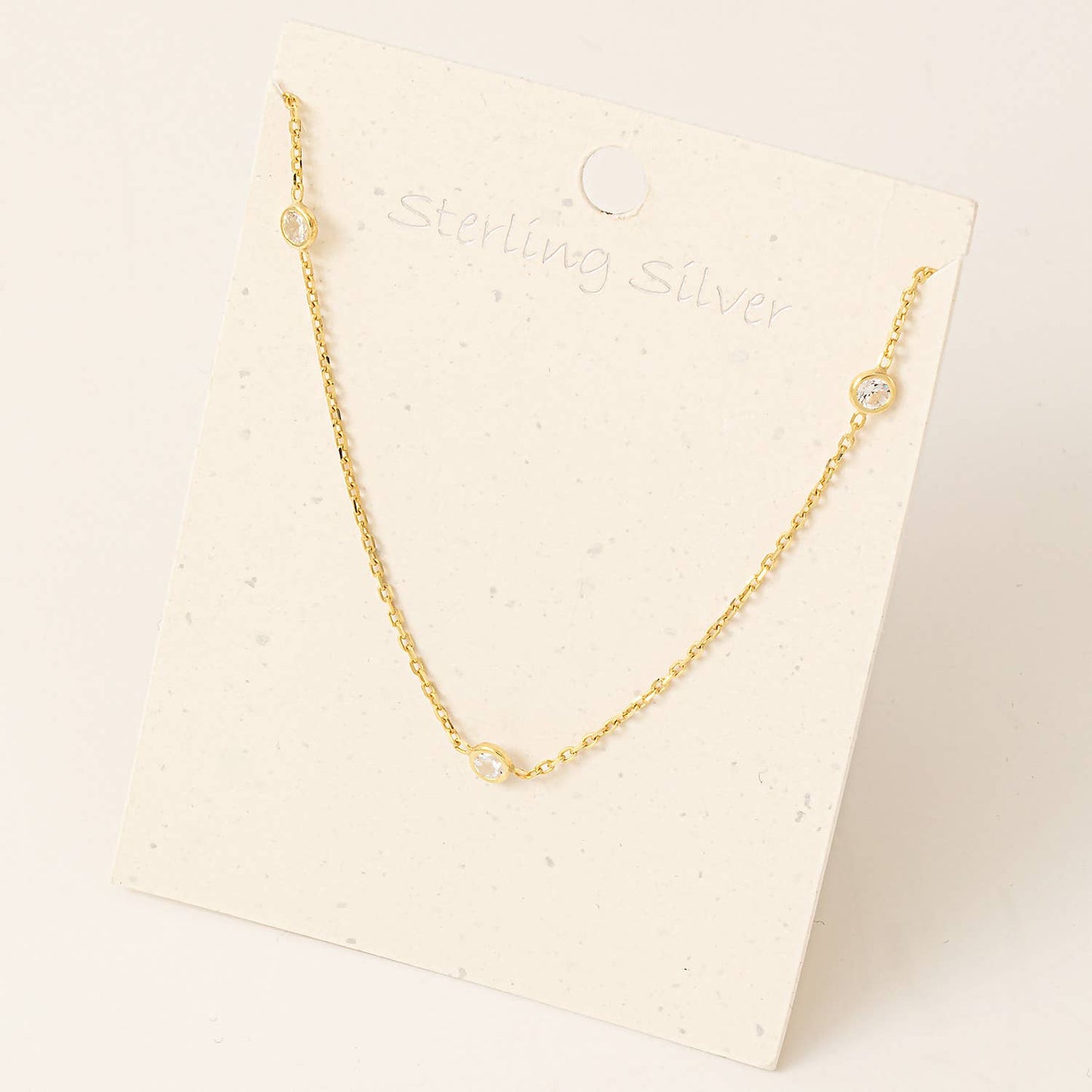 Sterling Silver Dainty Studded Station Necklace