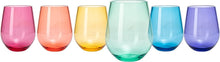 Load image into Gallery viewer, 6 Unbreakable Colored Stemless Wine Glasses Acrylic Italian
