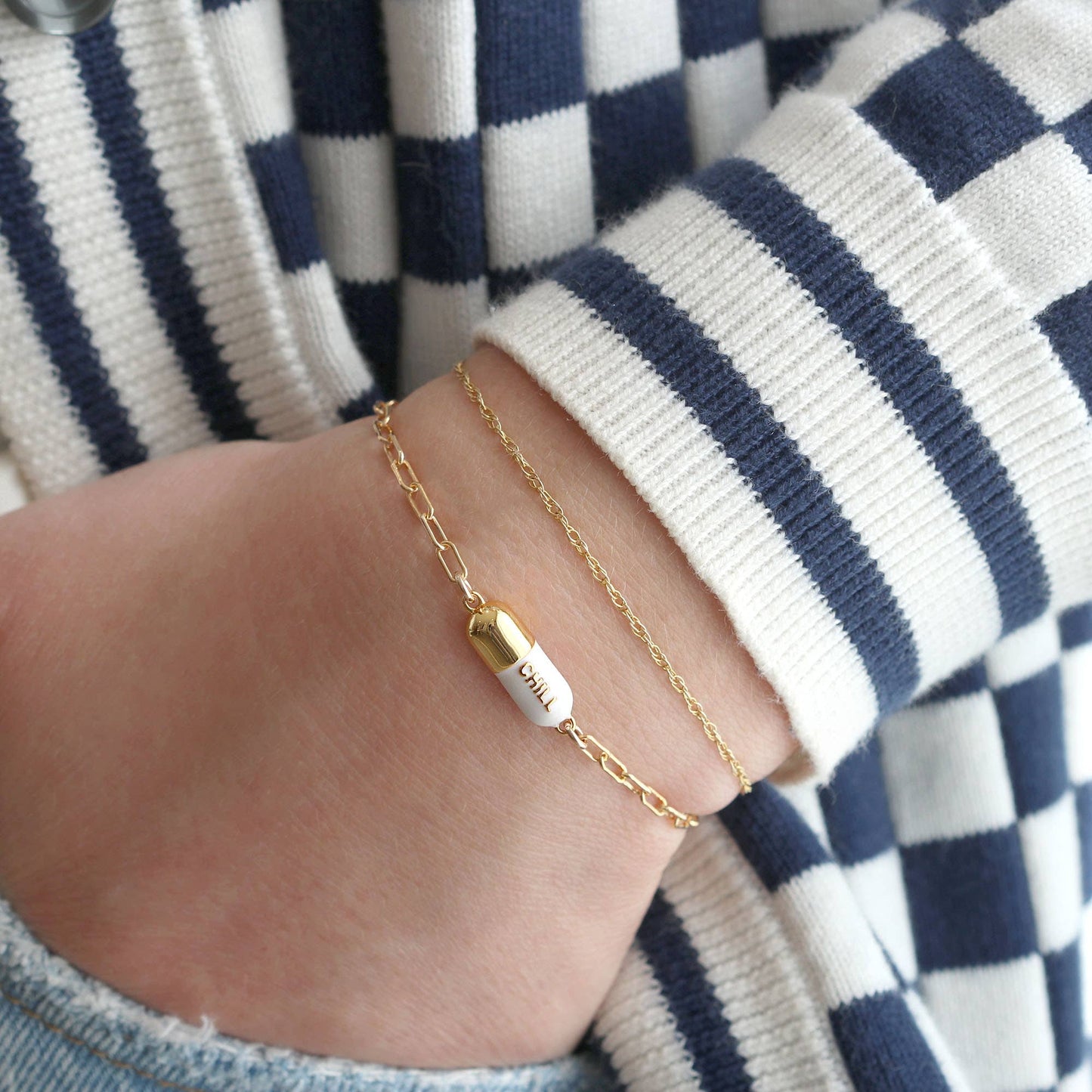 Chill Pill Charm Bracelet 18K Gold Vermeil