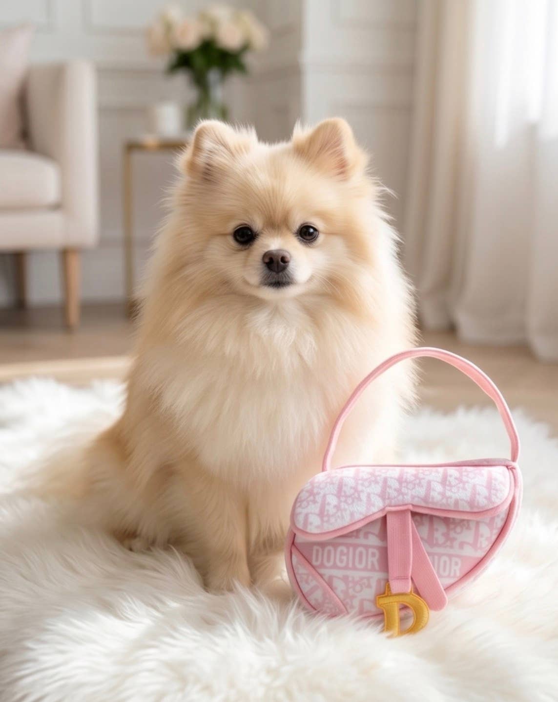 Pink Dogior Saddle Bag | Squeaker Plush Dog Toy
