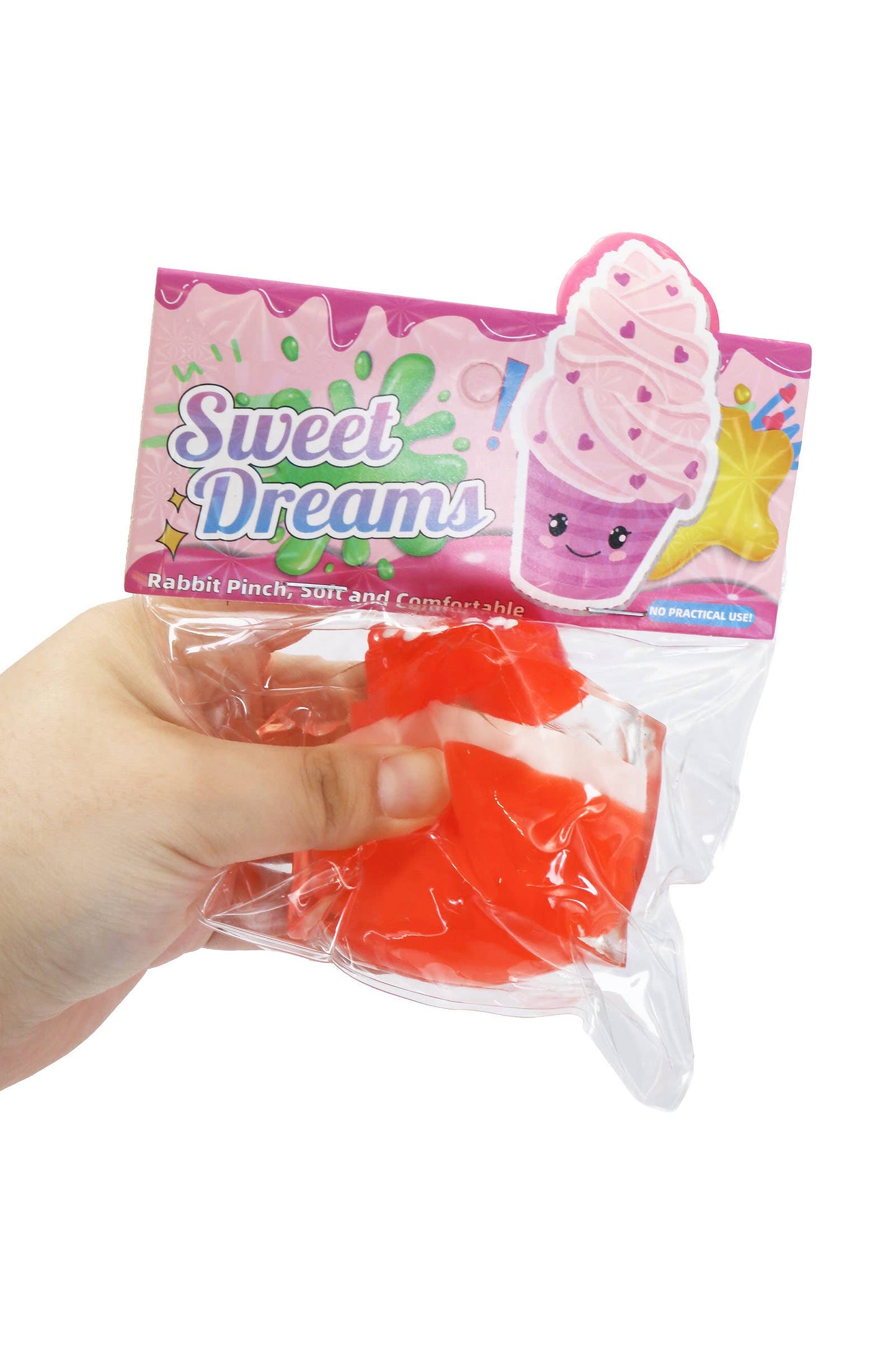 Cute Fruit Dessert Cup 3D Sticky Mochi Squishy Bag