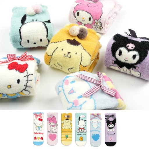 Sanrio Characters Ultra Soft Fluffy Socks with Ribbon- Gift