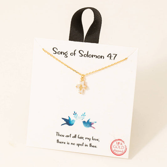 Gold Dipped Cz Cross Pendant Necklace