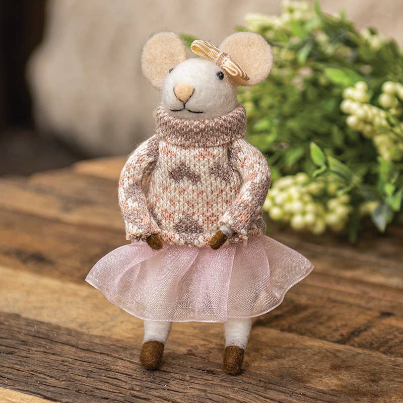 Cozy Sweater Fancy Mouse Felted Ornament