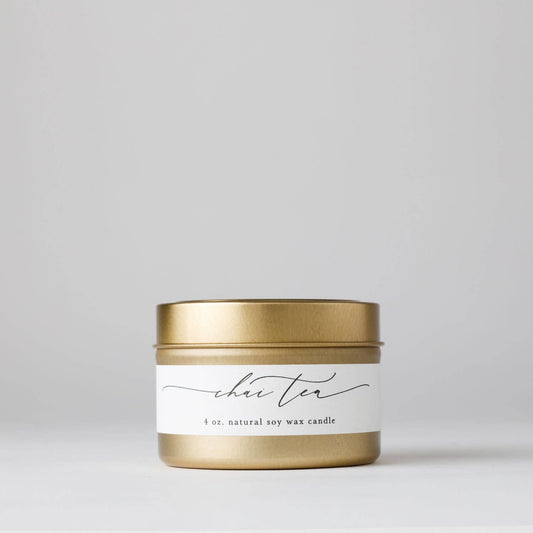 Chai Tea : Tin Soy Candle (  fall winter cozy )