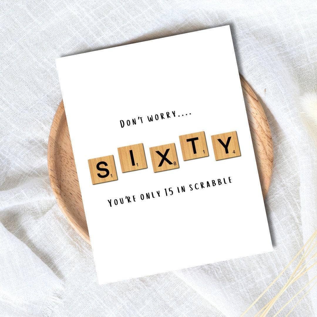 "Scrabble Tile Lover" 60th Birthday Card