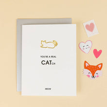 Load image into Gallery viewer, You&#39;re A Real CAT-ch - Cat PaperClip Letterpress Card
