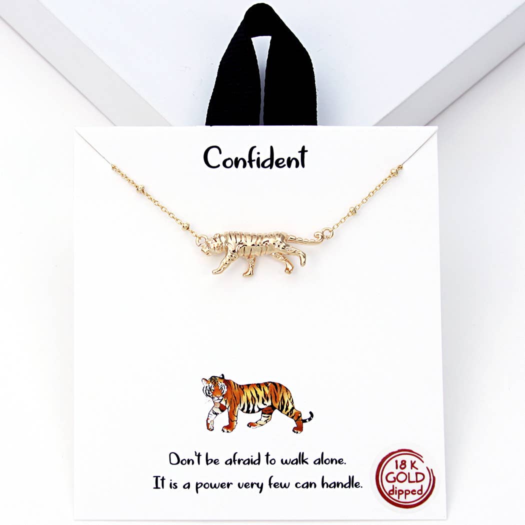 Gold-Dipped Tiger Figurine Pendant Necklace