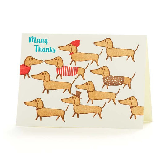 BUSTER MANY THANKS SET OF 6 LETTERPRESS NOTECARDS